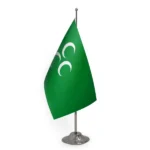 Üç Hilal Tekli Yeşil Masa Bayrağı 15x22,5 cm (Direksiz)