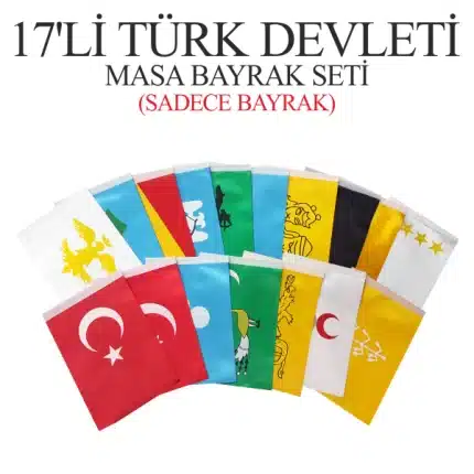 17'li Türk Devletleri Masa Bayrağı Seti 15x22,5 Cm