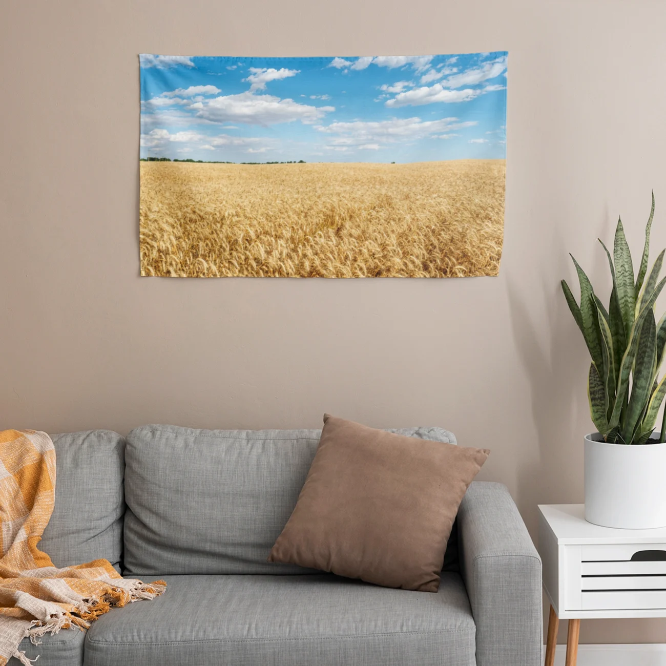 Buğday Tarlası Manzaralı Duvar Örtüsü Satın Al