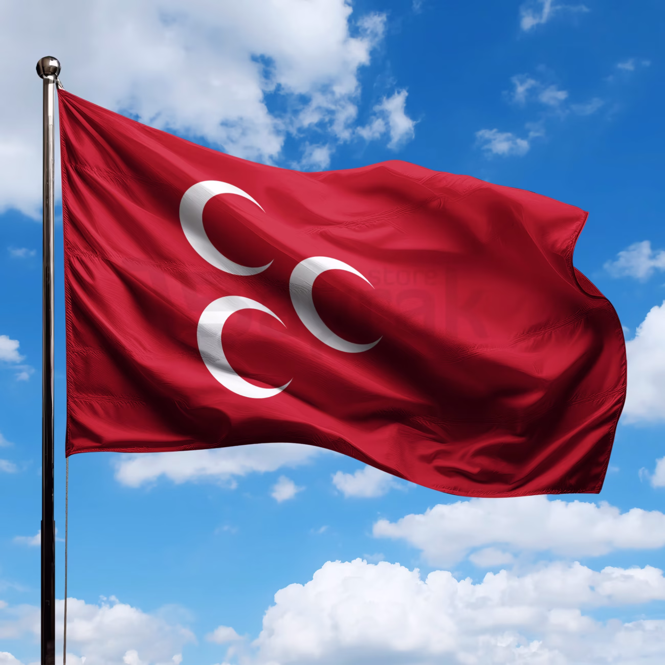 Kırmızı Üç Hilal Bayrak